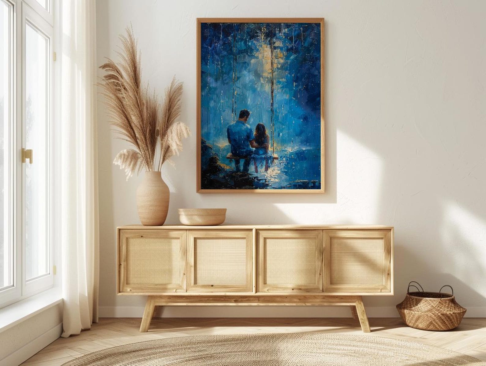 Porch Swing Poster, Father And Child Decor - Summer Storm Landscape Art — view 3