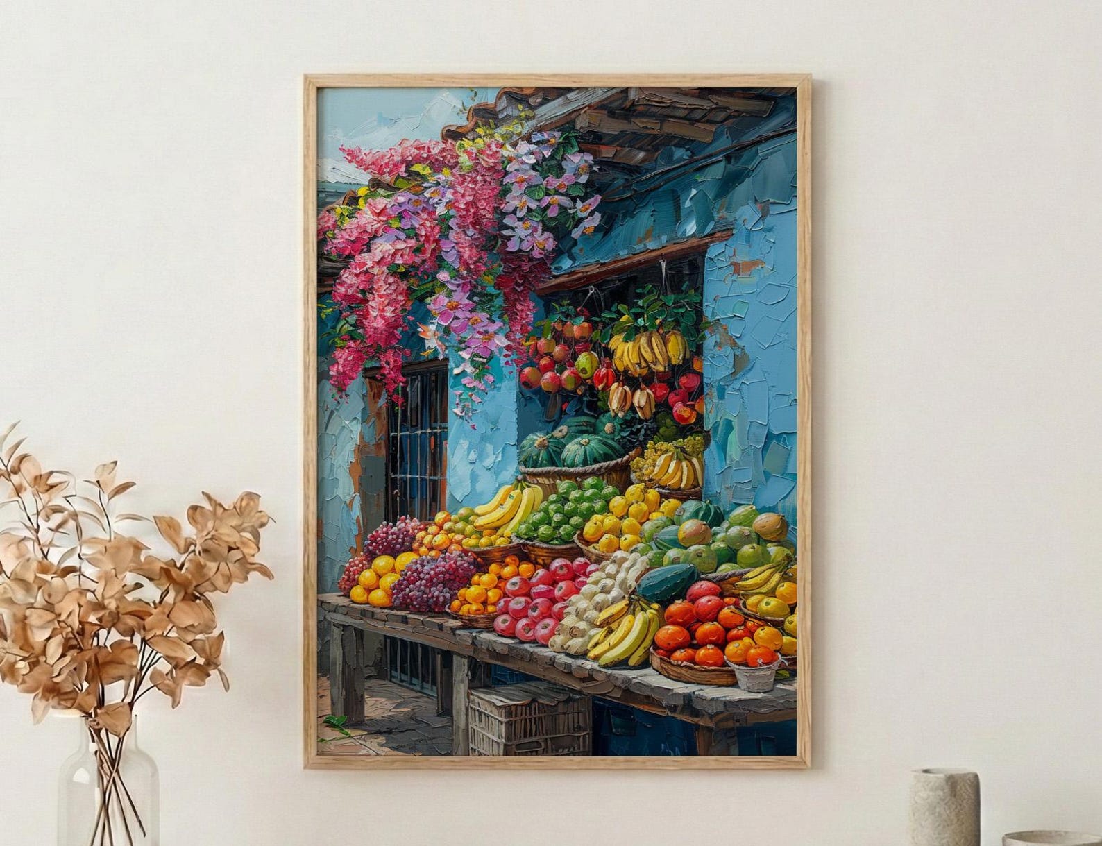 Bogota Market Poster, Colombia Fruit Decor - Summer Food Stall