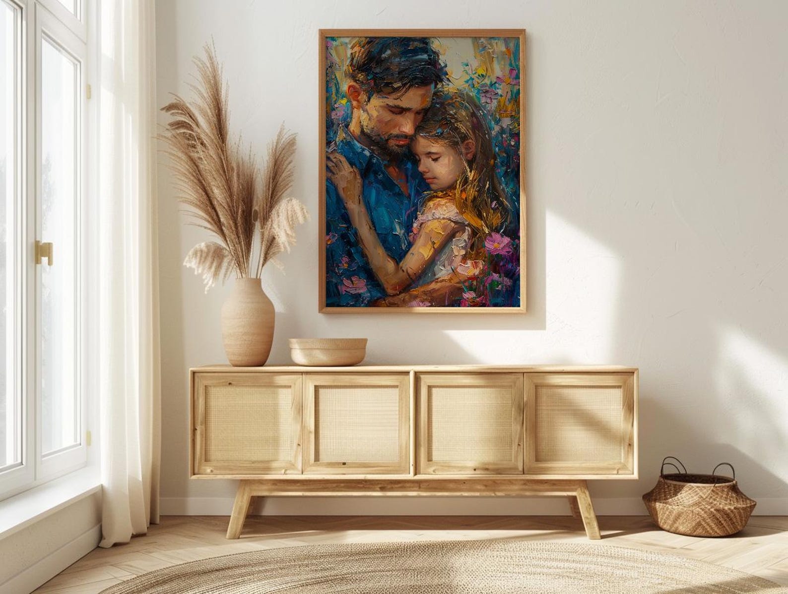 Comforting Child Poster, Father Support Decor - Emotional Family Wall Art — view 4