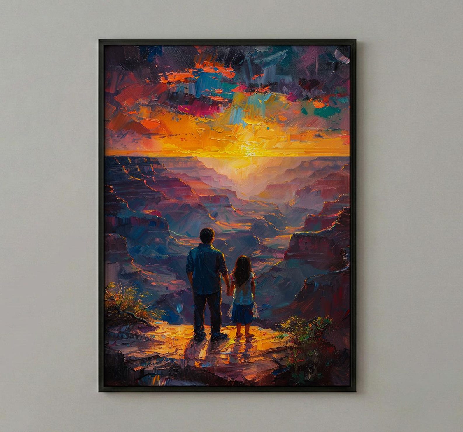 Grand Canyon Art Print, Father And Daughter Decor - Desert Sunset Landscape — view 3