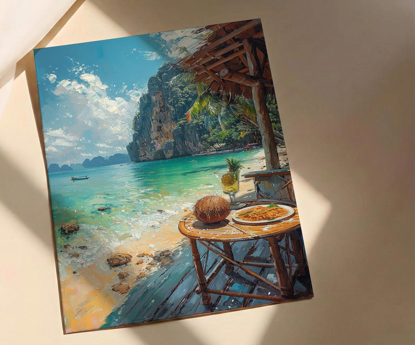 Thailand Window Wall Art, Beach Pad Thai Decor - Ocean Longtail Boat — view 4