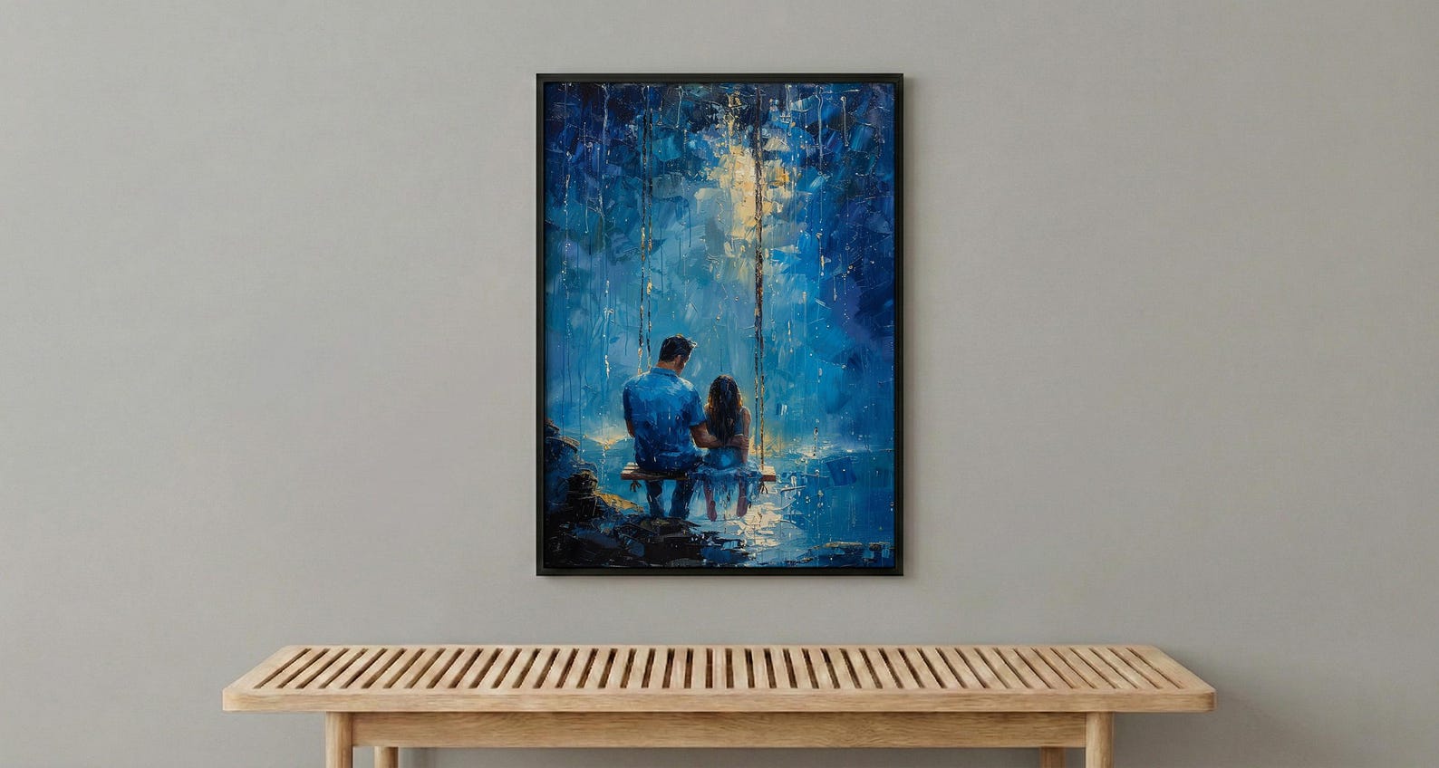 Porch Swing Poster, Father And Child Decor - Summer Storm Landscape Art — view 5