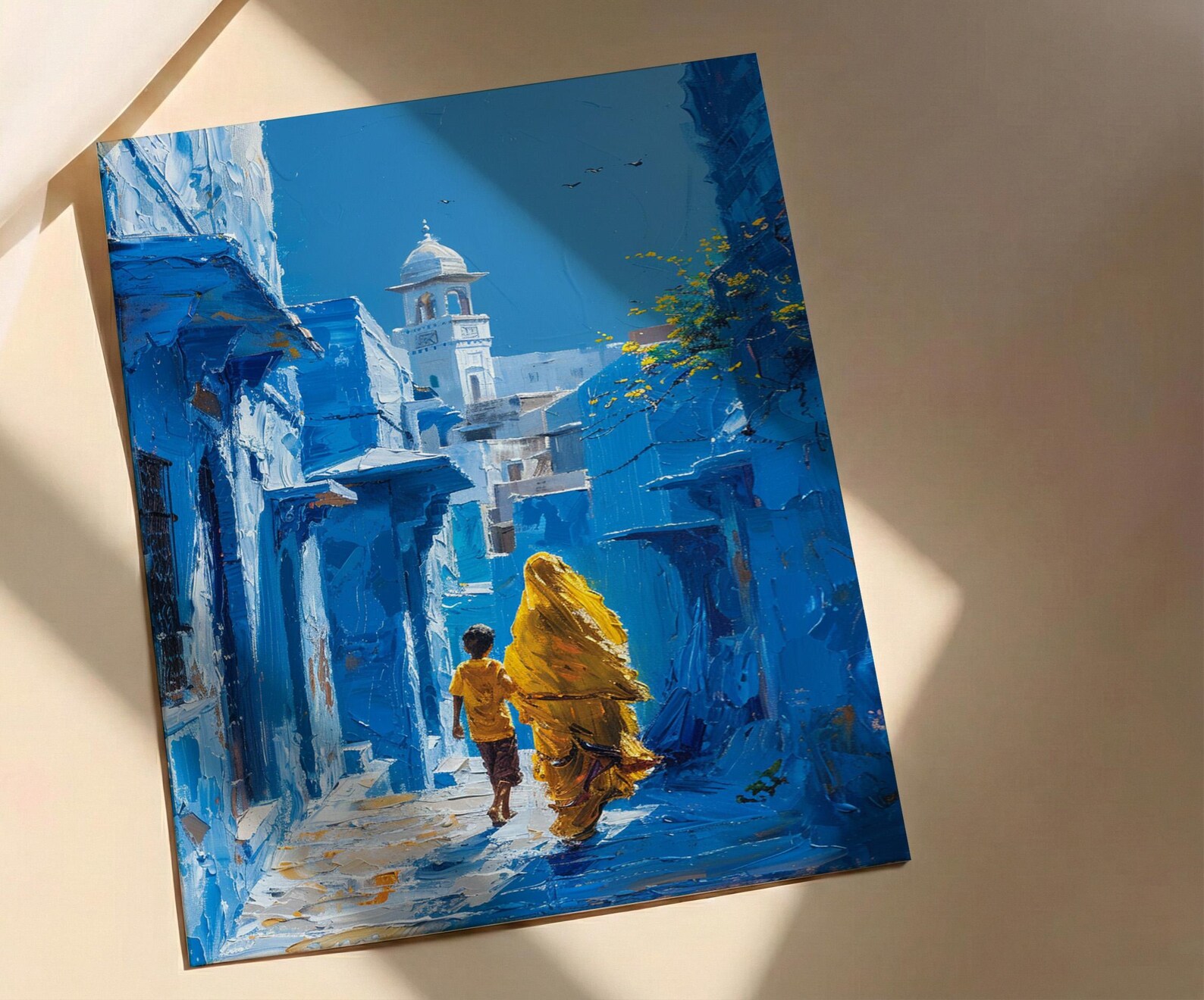 Jodhpur India Print, Blue City Wall Art, Mothers Day Gift From Son, Mom And Son Poster, Museum Quality Decor — view 2