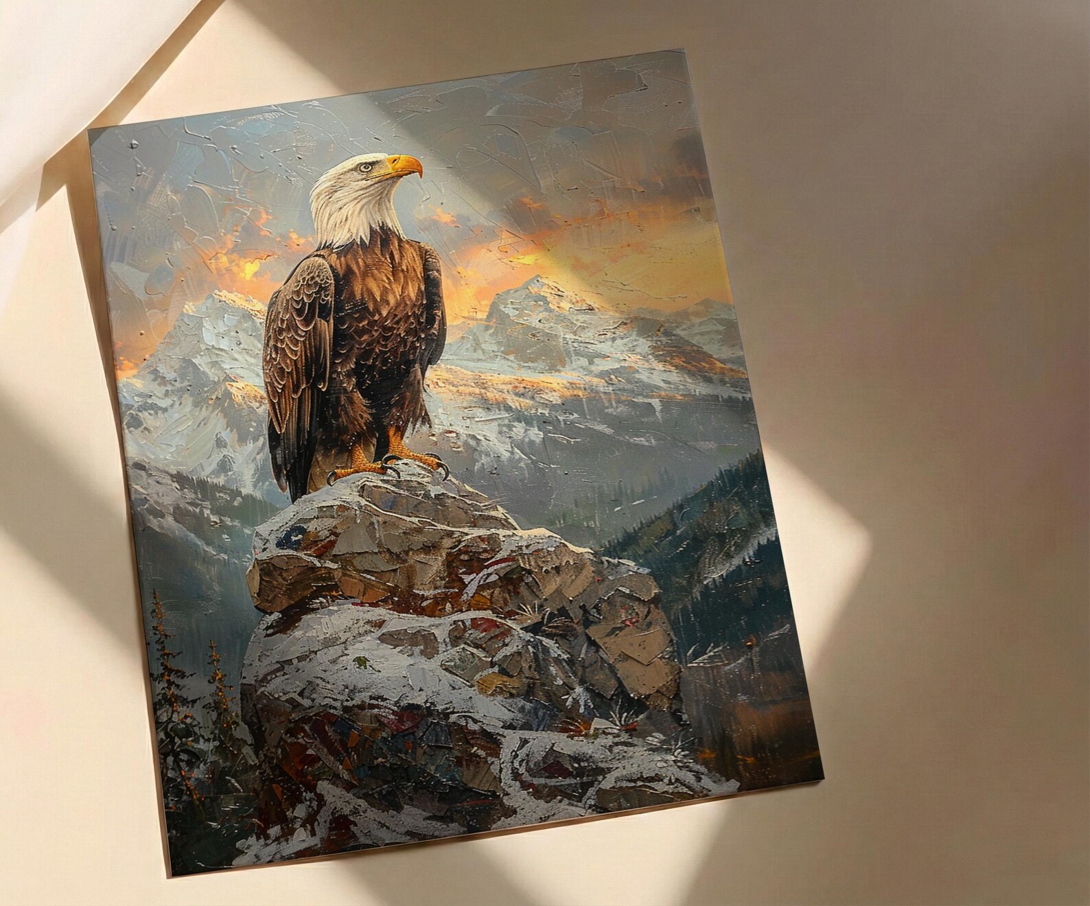 Bald Eagle Sunrise Poster, Majestic Mountain Decor - Patriotic Wildlife Art — view 4