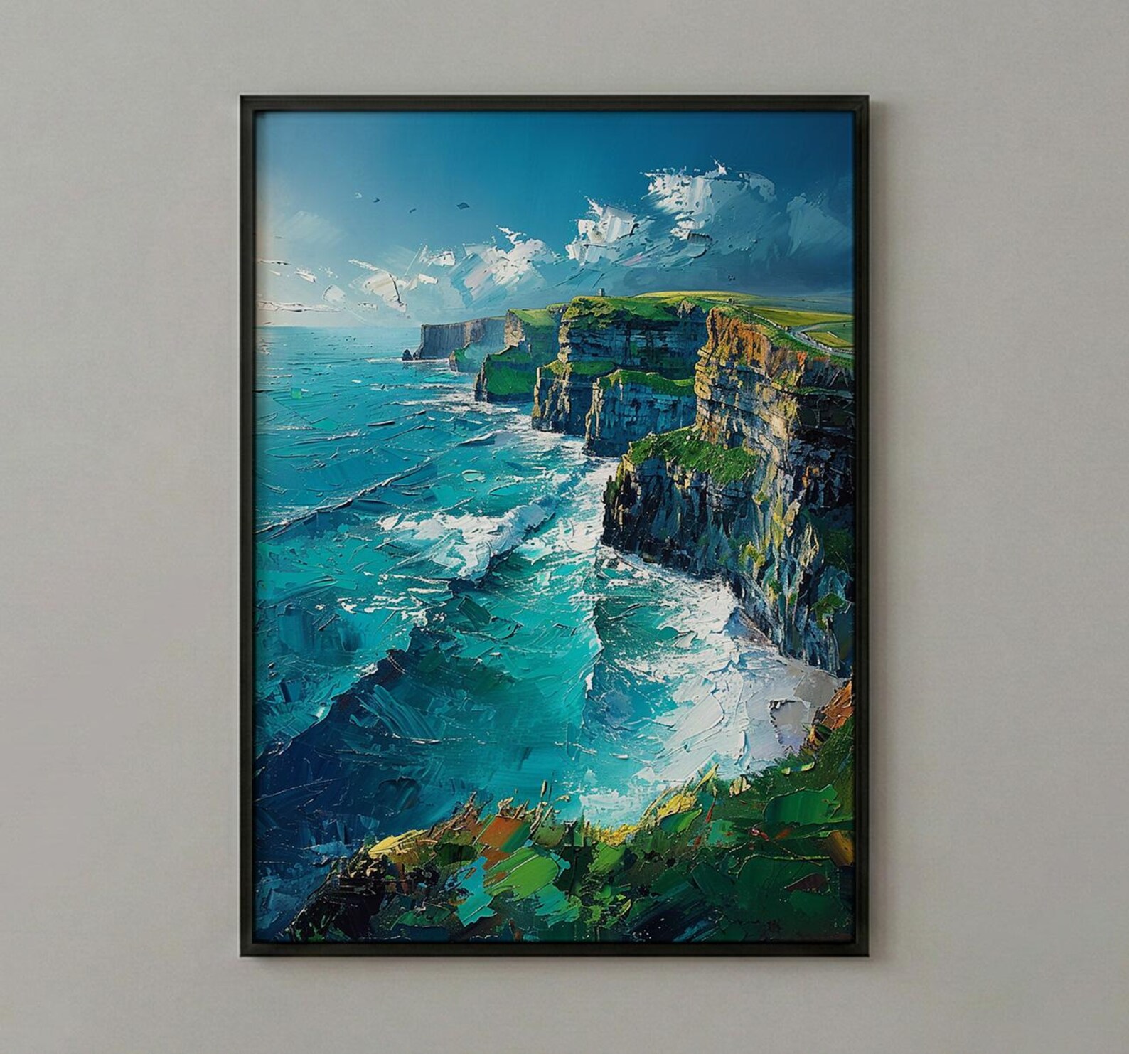 Cliffs Of Moher Art Print, Ireland Coastal Decor - Dramatic Ocean Poster — view 3