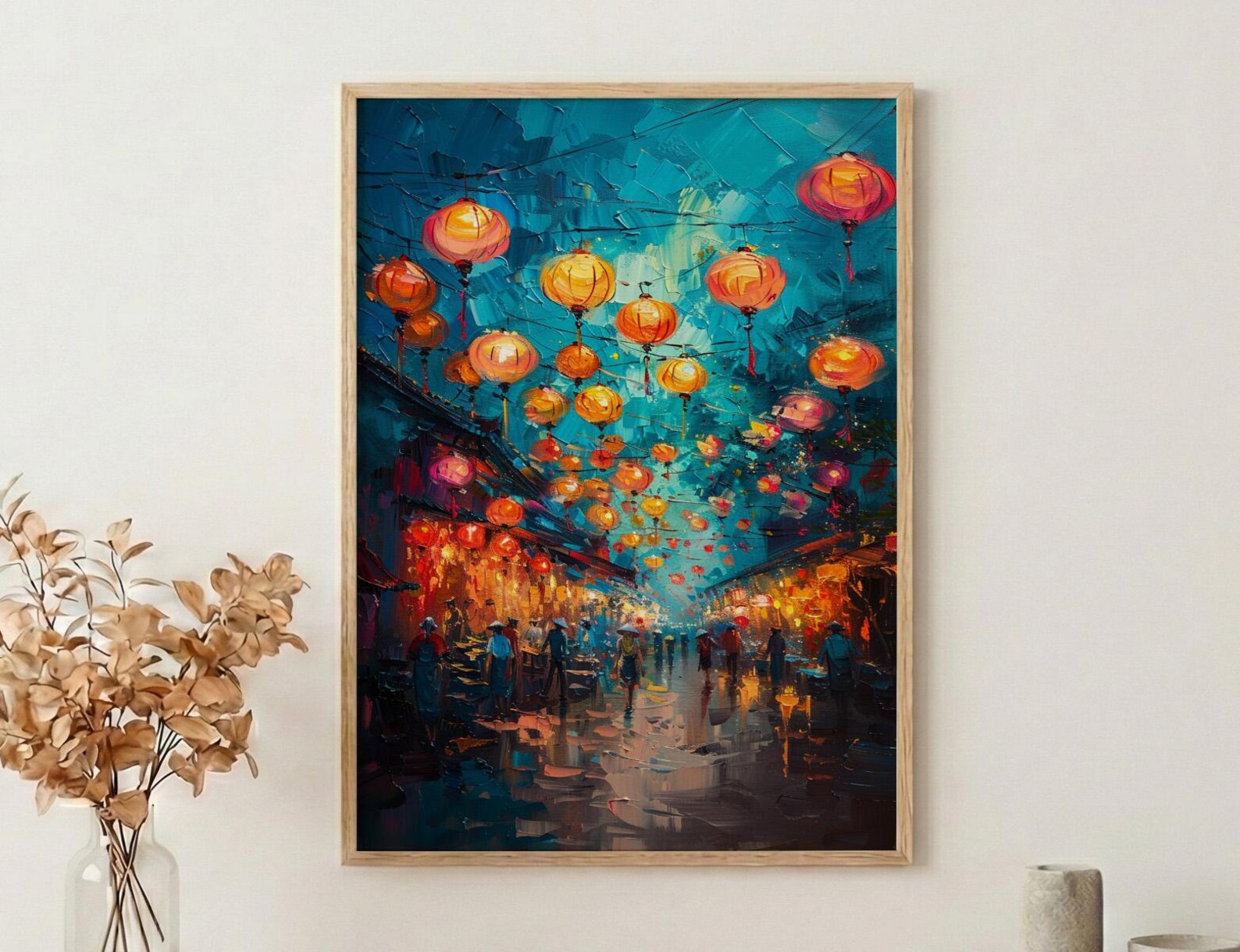 Hoi An Lantern Poster, Night Market Decor - Vietnam Street Art — view 3
