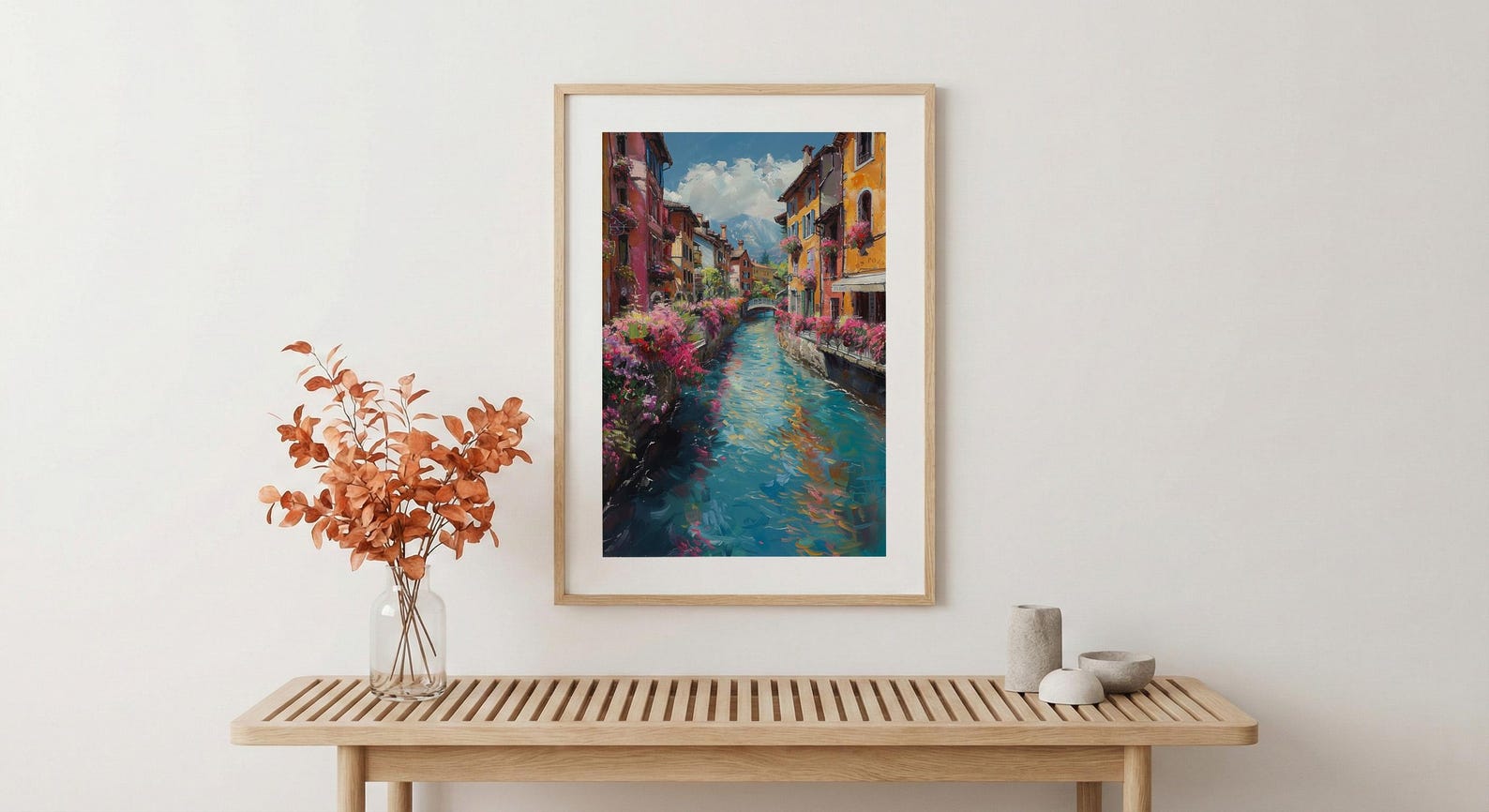 Annecy France Poster, Turquoise Canal Decor - Medieval House Art — view 5