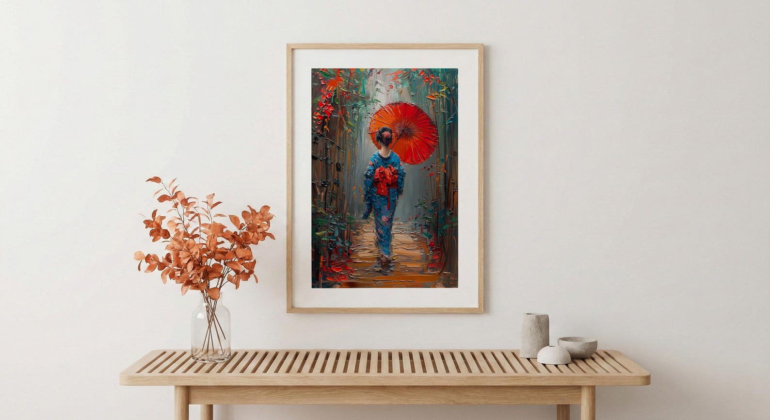 Kyoto Geisha Poster, Red Umbrella Decor - Japan Street Art — view 5
