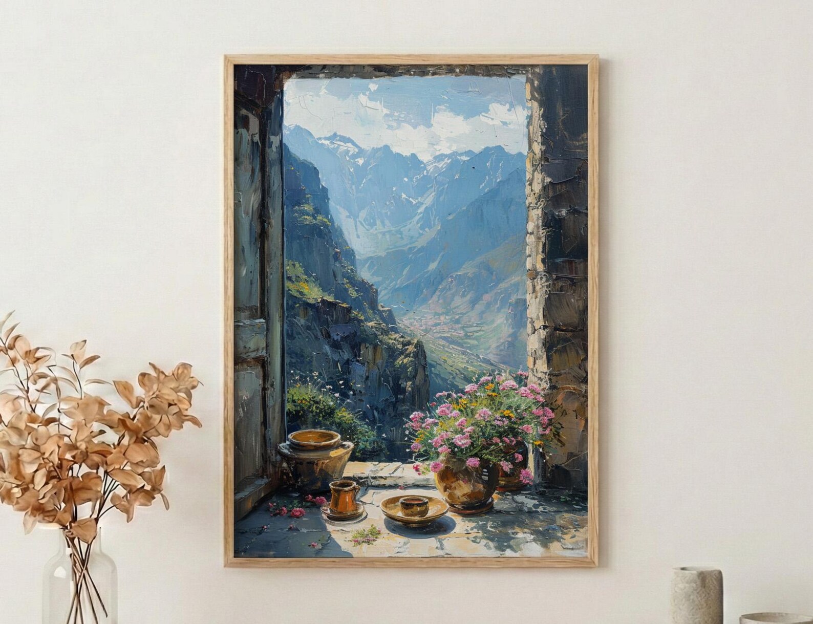 Impasto Ethiopia Coffee Window Wall Art - Mountain Print