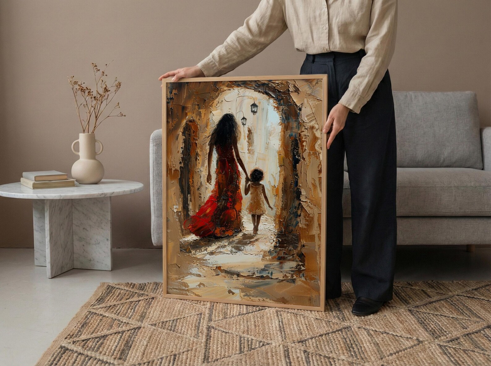 Kenya Lamu Old Town Art Print, Mothers Day Gift From Daughter, Coastal Street Wall Art, Mother Daughter Poster, African Decor — view 6