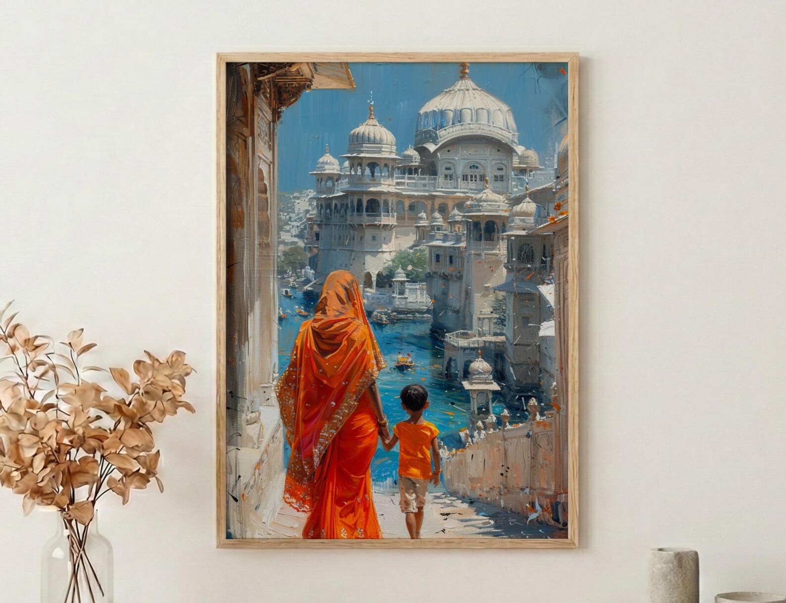Udaipur India Print, White City Wall Art, Mothers Day Gift From Son, Mom And Son Poster, Museum Quality Decor