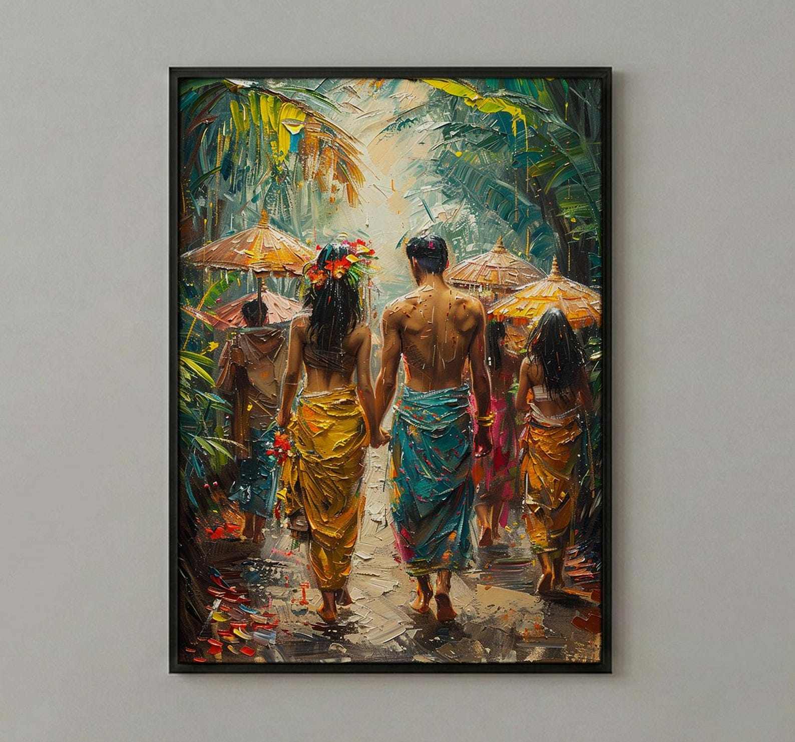 Balinese Wedding Procession Art, Bali Tropical Decor - Asian Wedding Gift — view 2