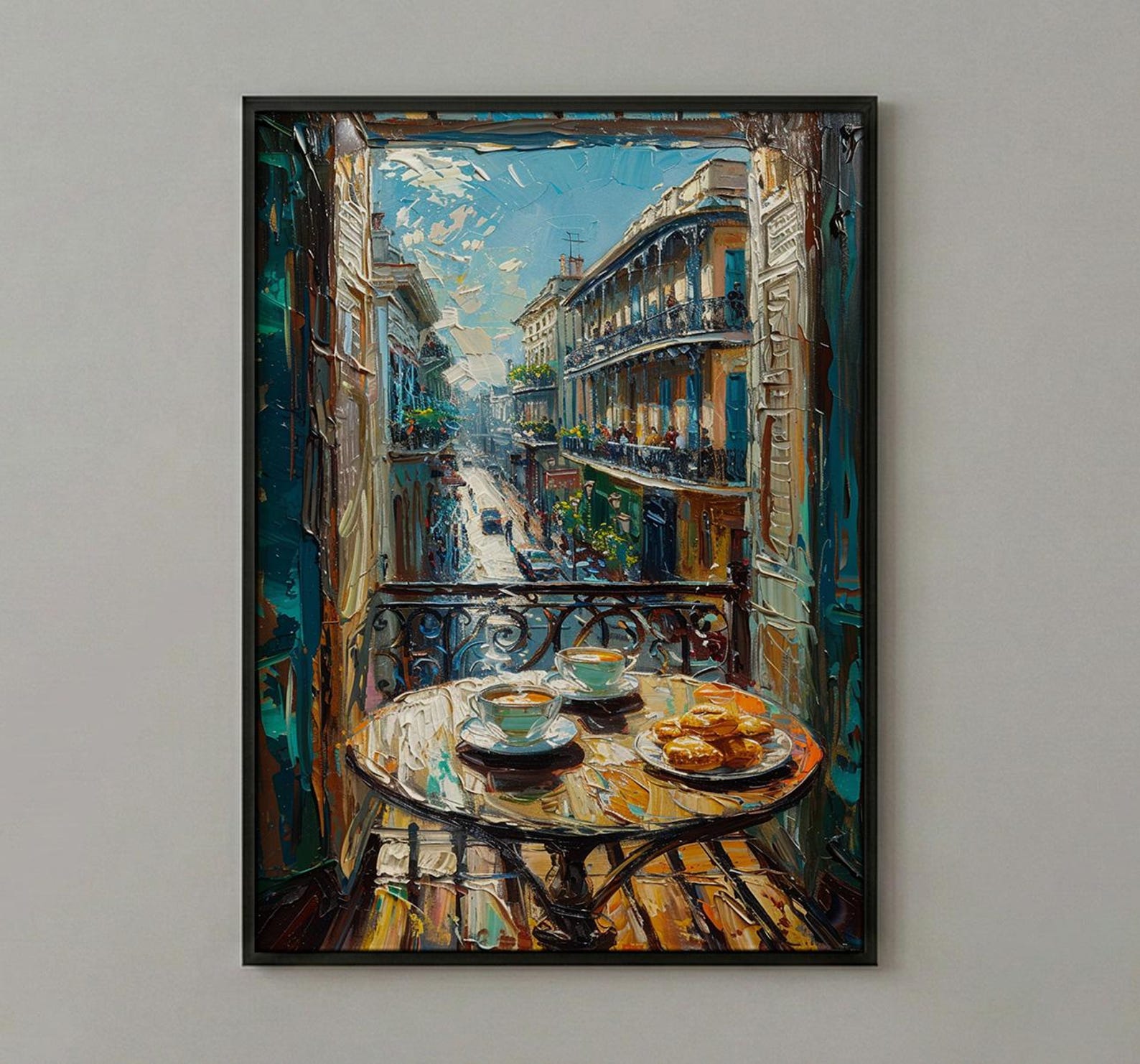 New Orleans Wall Art, Open Window View, French Quarter Balcony Print, Jazz Decor, Cafe Du Monde Vibe — view 3