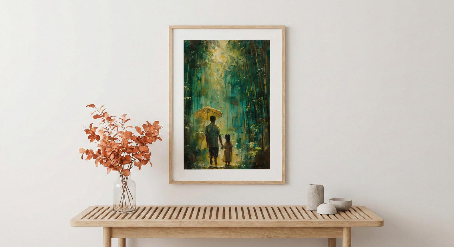 Bamboo Forest Art Print, Father And Daughter Poster - Serene Nature Decor — view 5