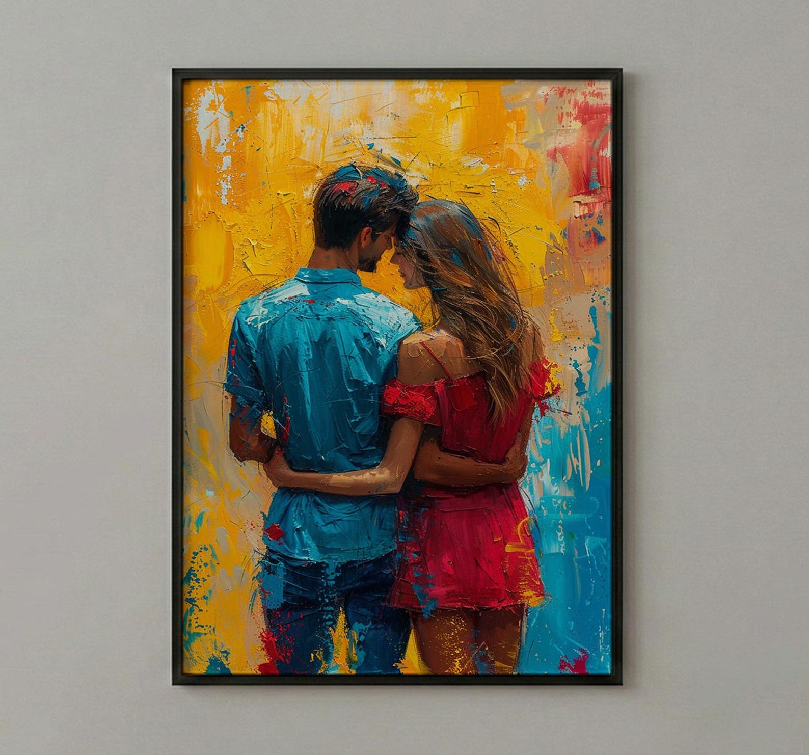 Holi Festival Poster, India Art Print, Colorful Couple Wall Art, Vibrant Powder Painting, Energetic Decor — view 3