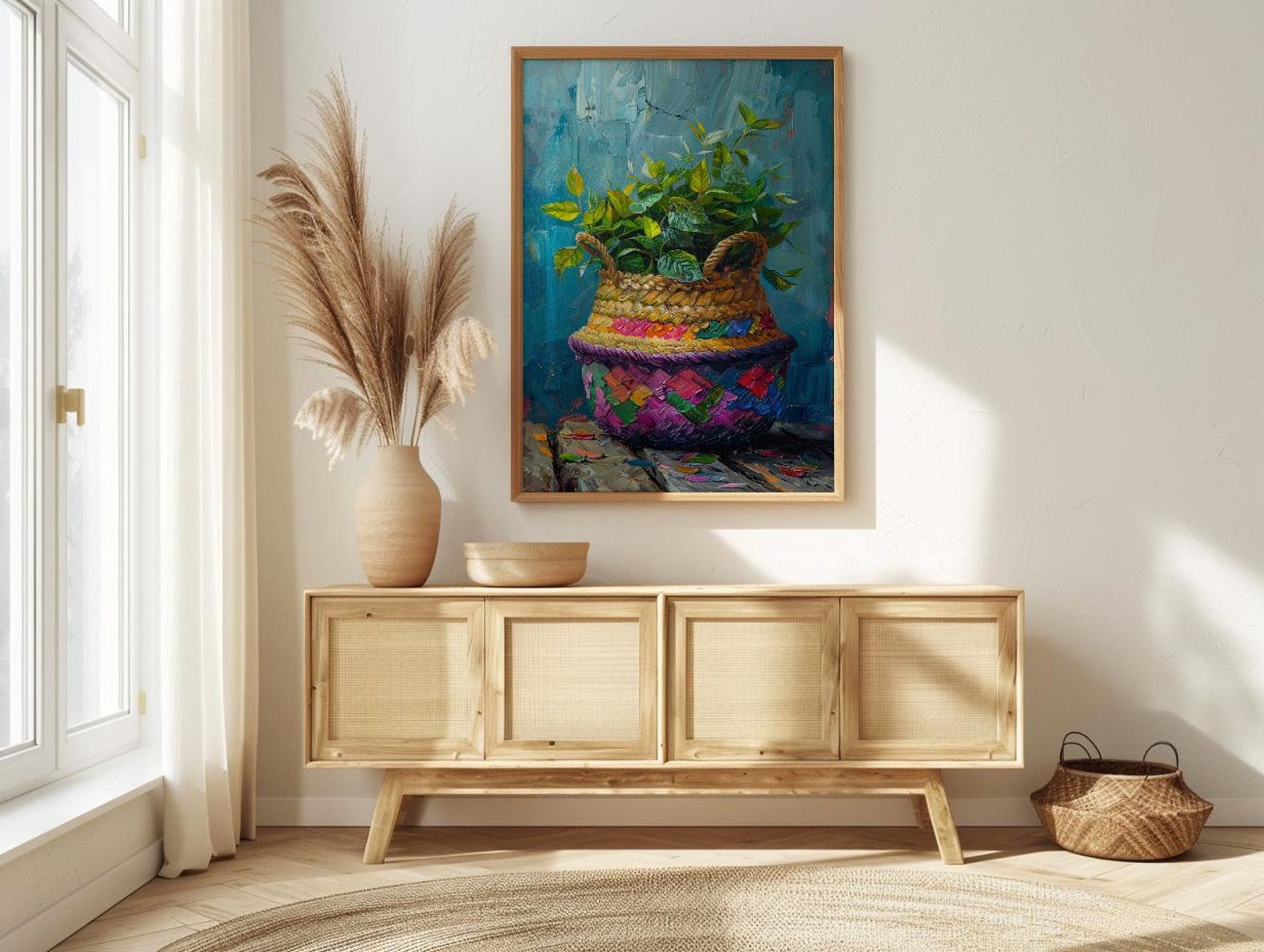 Coca Leaf Pouch Wall Art, Andean Culture Decor - Traditional Woven Fabric Summer Light — view 2