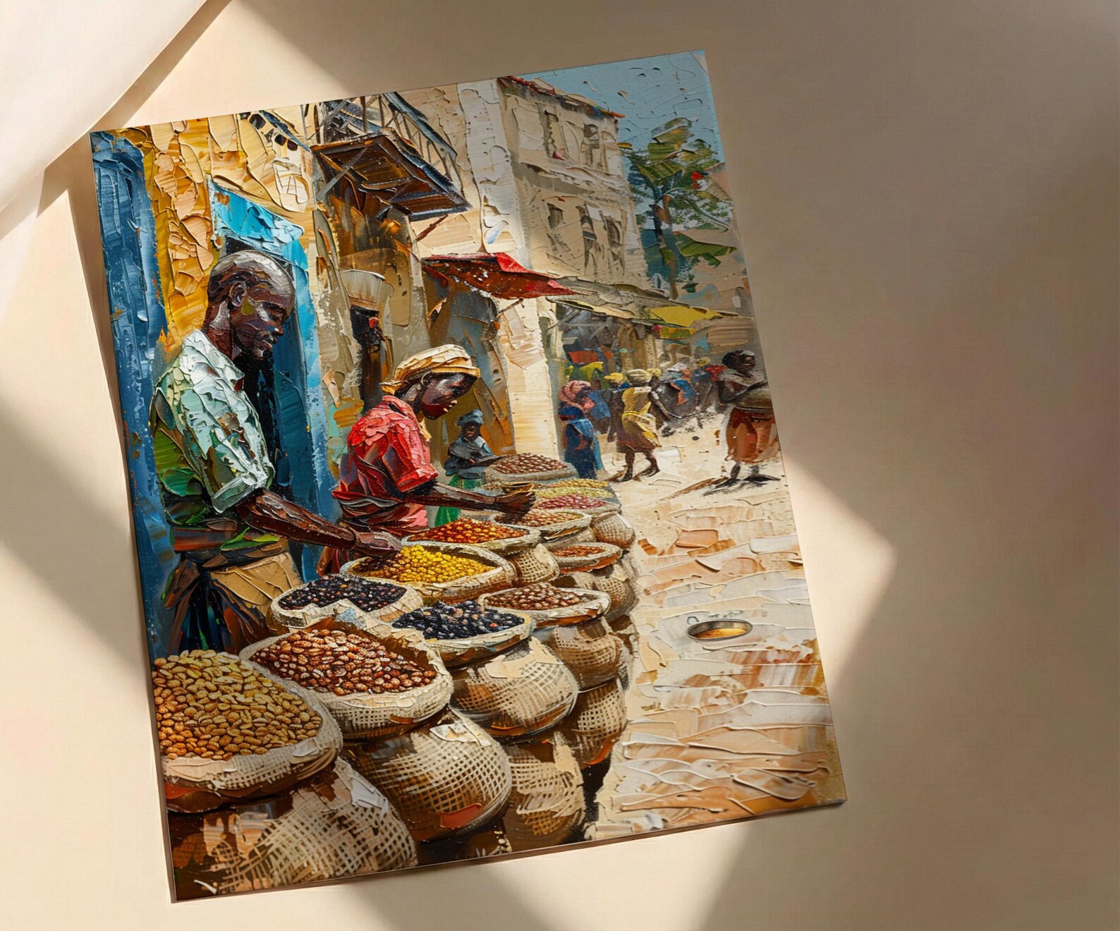 African Coffee Poster, Market Trader Decor - Roasted Bean Landscape — view 3