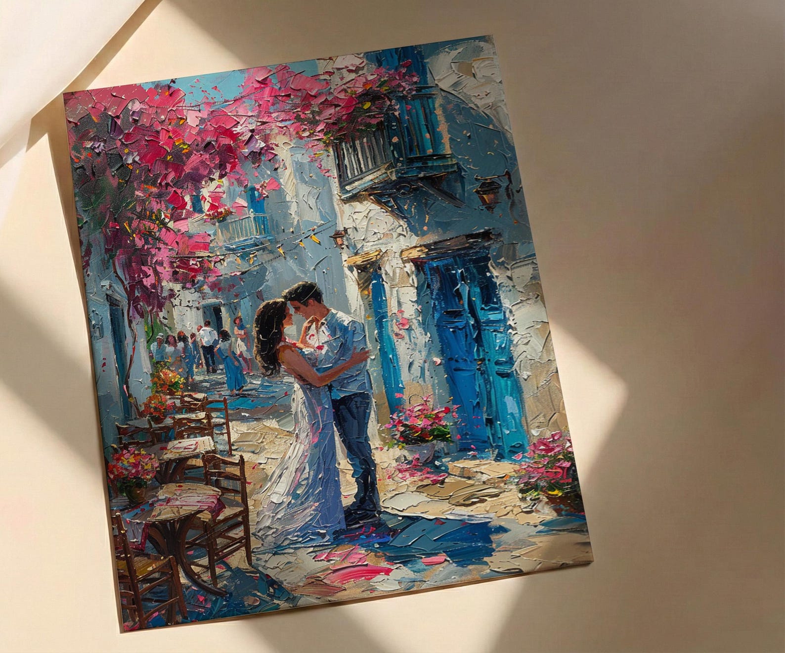 Greek Island Wedding Art, Santorini Decor - Anniversary Gift — view 3