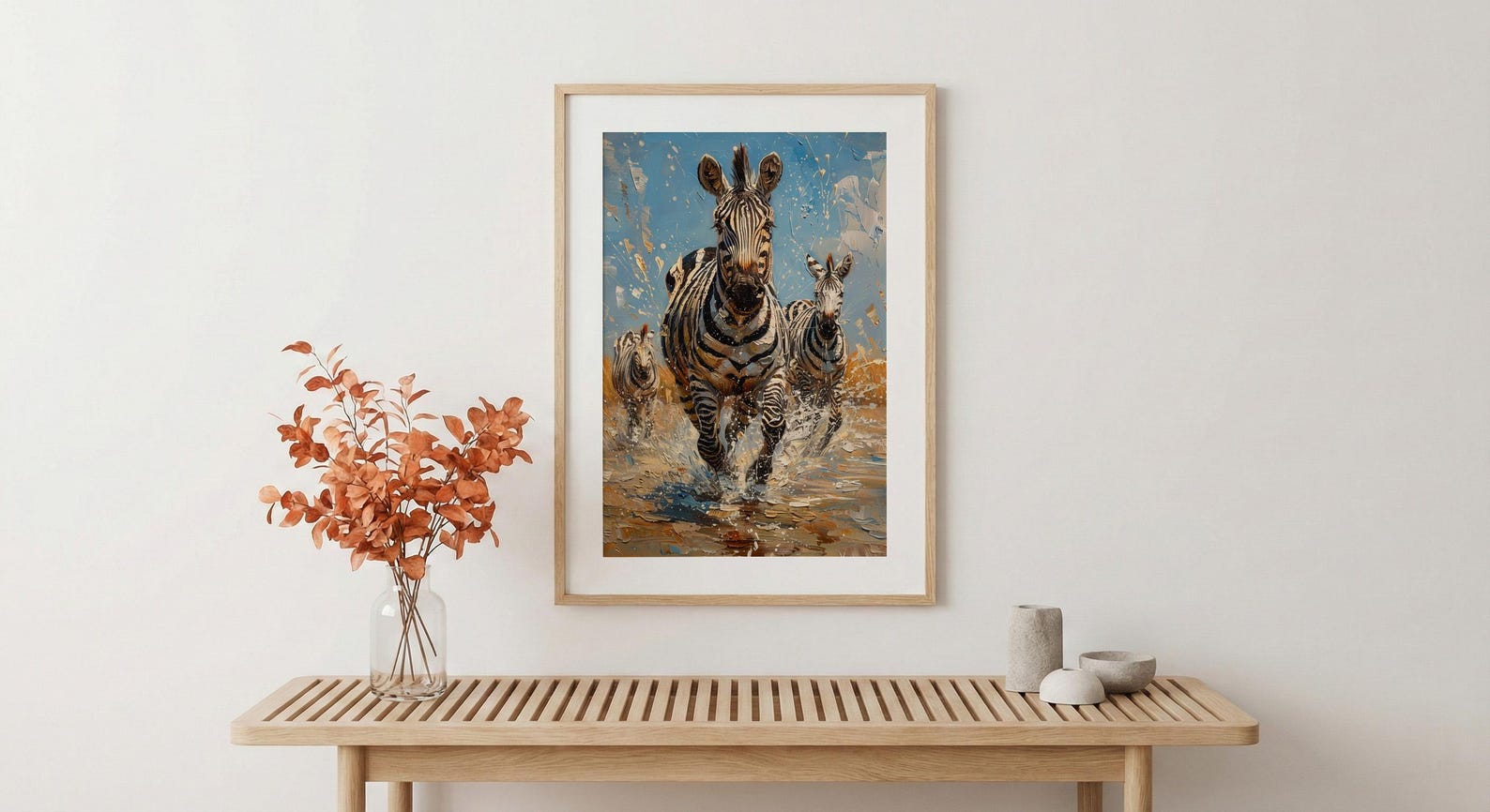 Zebra Herd Poster, African River Decor - Summer Wildlife Art — view 5