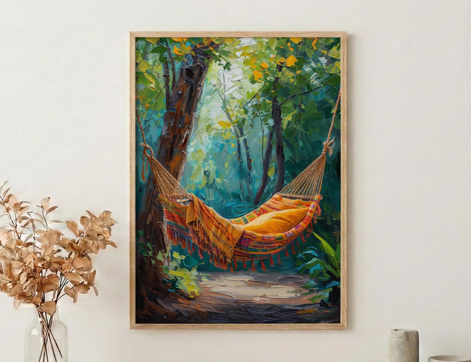 Costa Rica Hammock Art Print, Tropical Jungle Wall Decor - Summer Nature