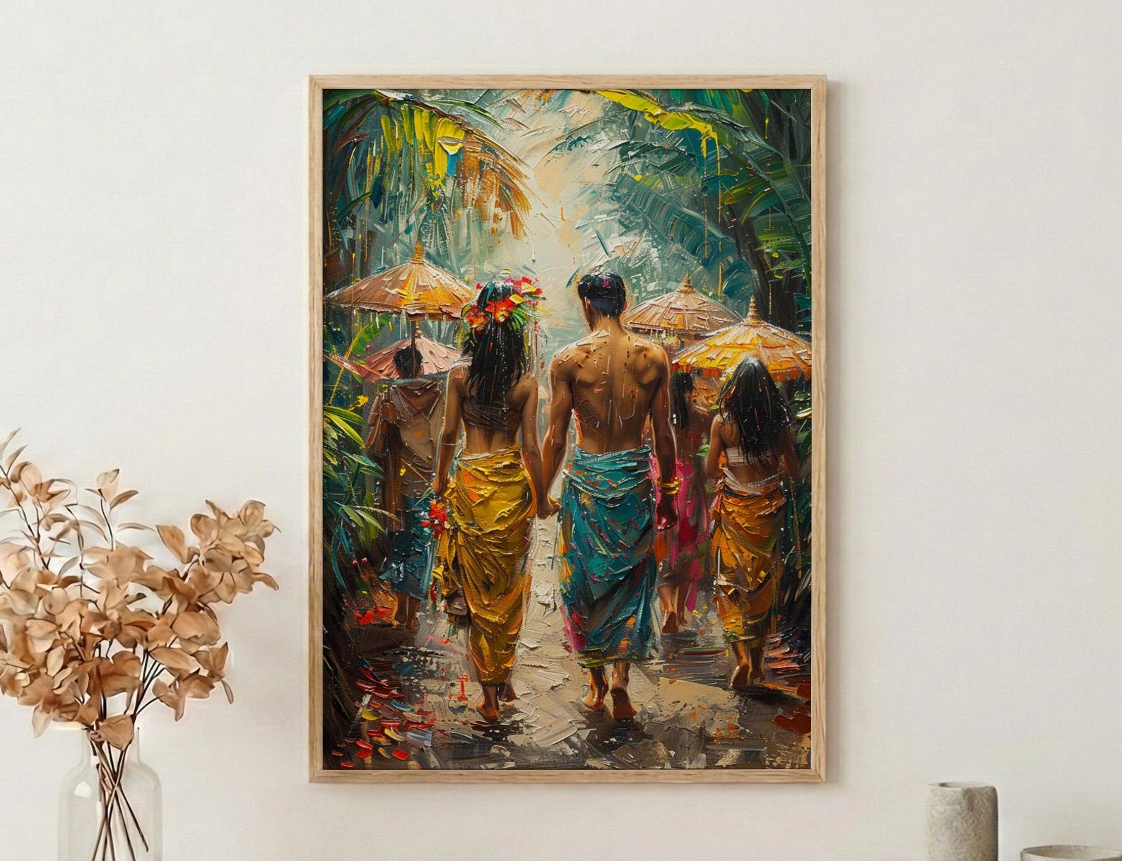 Balinese Wedding Procession Art, Bali Tropical Decor - Asian Wedding Gift