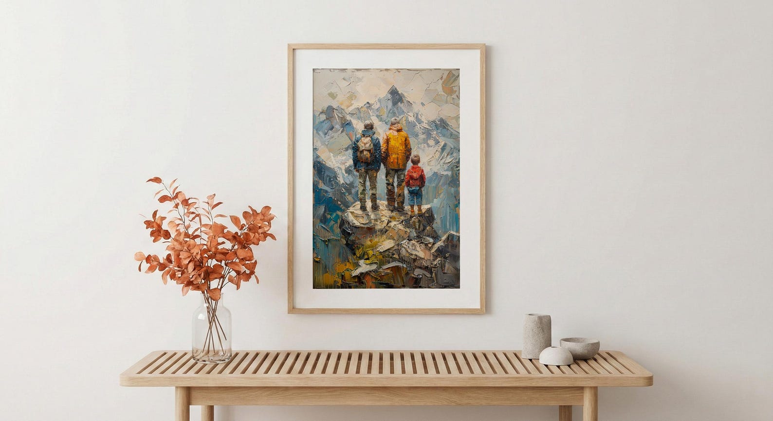 Three Generations Men Art Print, Grandfather Father Son Decor - Mountain Poster — view 5