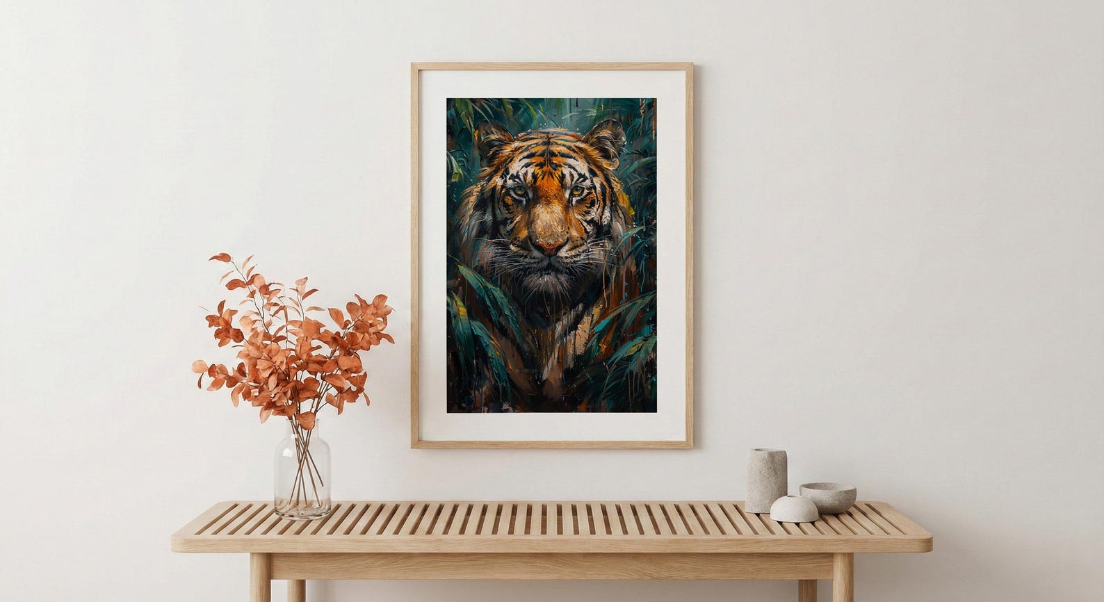 Bengal Tiger Art Print, Lush Jungle Decor - Indian Wildlife Poster — view 5