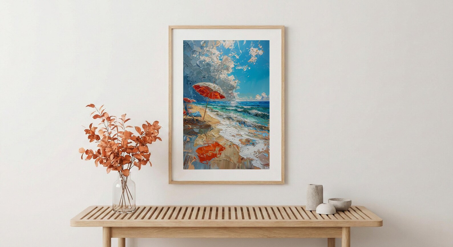Summer Beach Art Print, Patriotic Coastal Wall Decor - Red White Blue Ocean Art — view 4