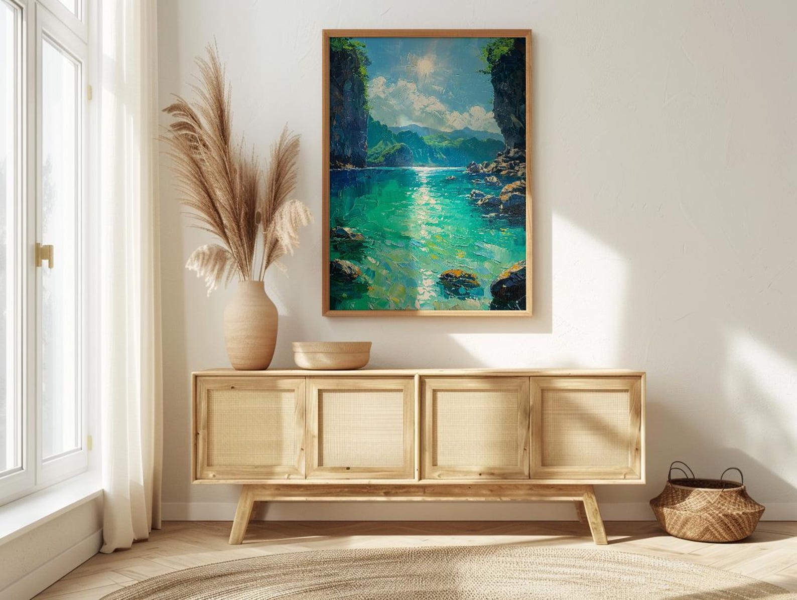 Palawan Lagoon Art Print, Emerald Water Decor - Dark Limestone — view 4