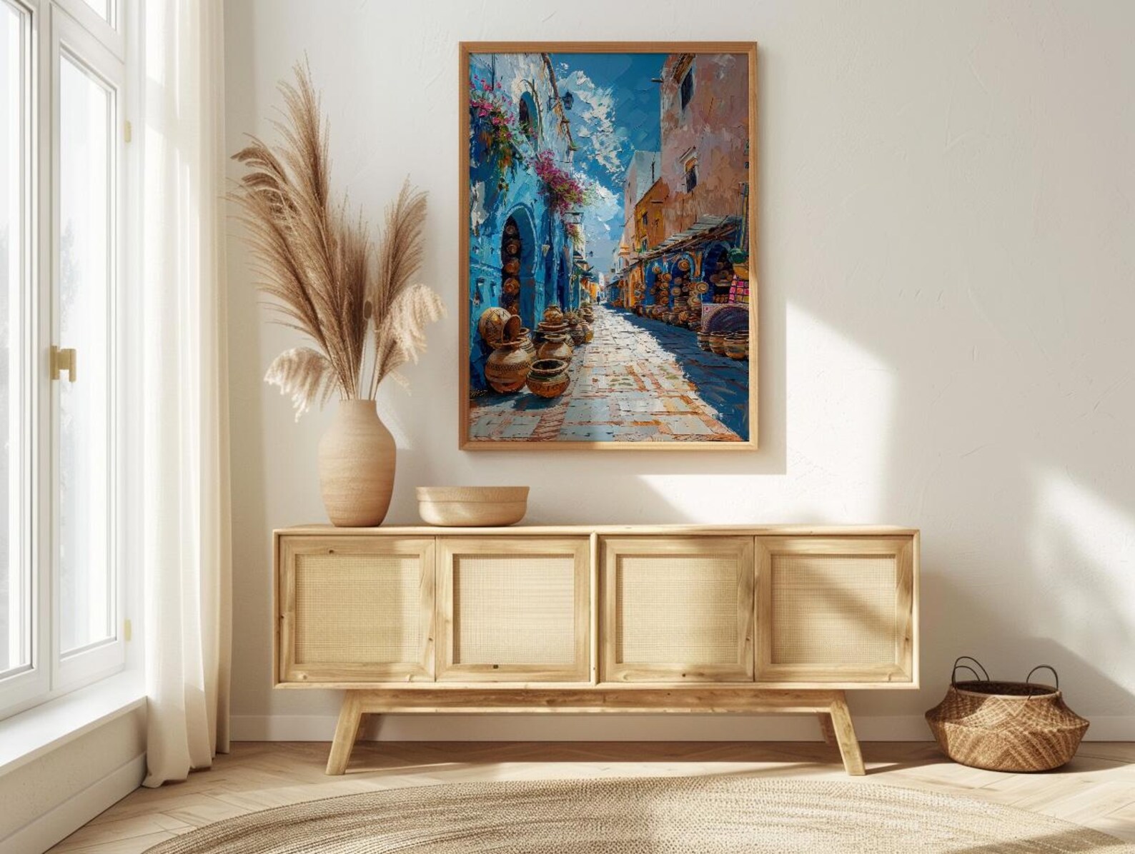 African Alley Art Print, Terracotta Village Decor - Sun Drenched Market — view 4