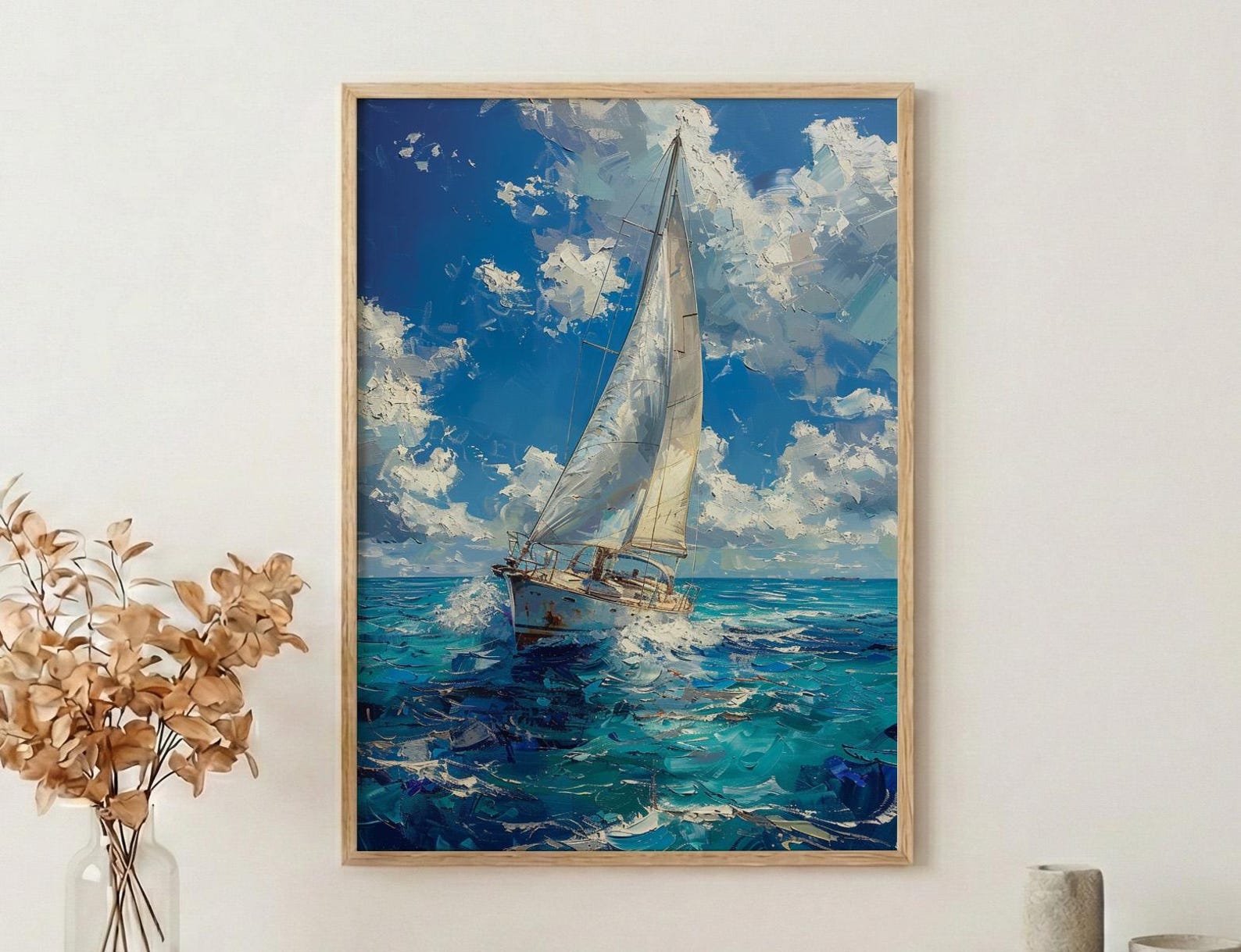Los Roques Poster, Venezuela Ocean Wall Decor - White Sailboat Art