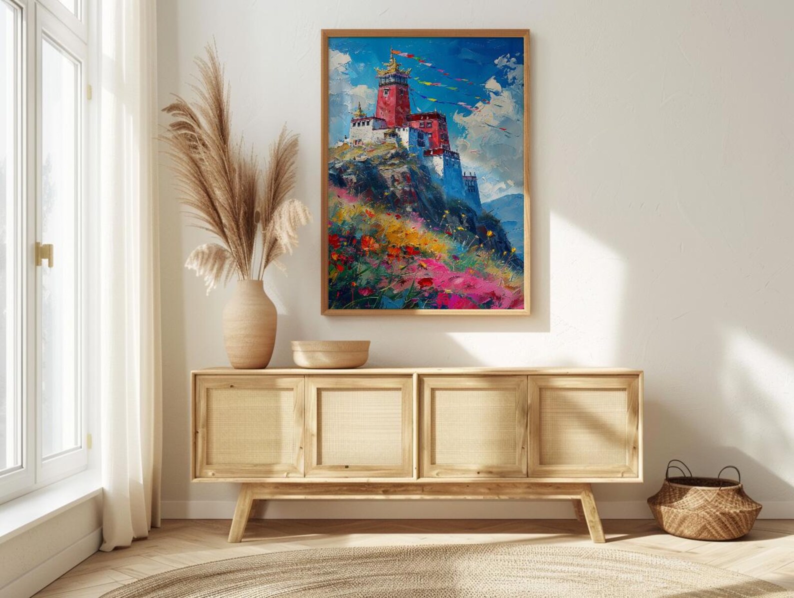 Potala Palace Art, Tibet Mountain Decor - Colorful Flag Print — view 4