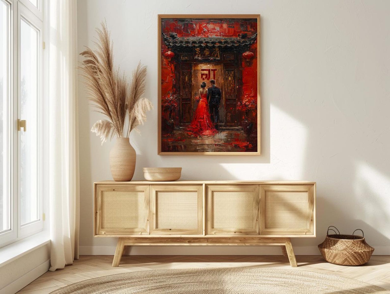 Double Happiness Decor, Chinese Wedding Entrance Art - Newlywed Gift — view 3