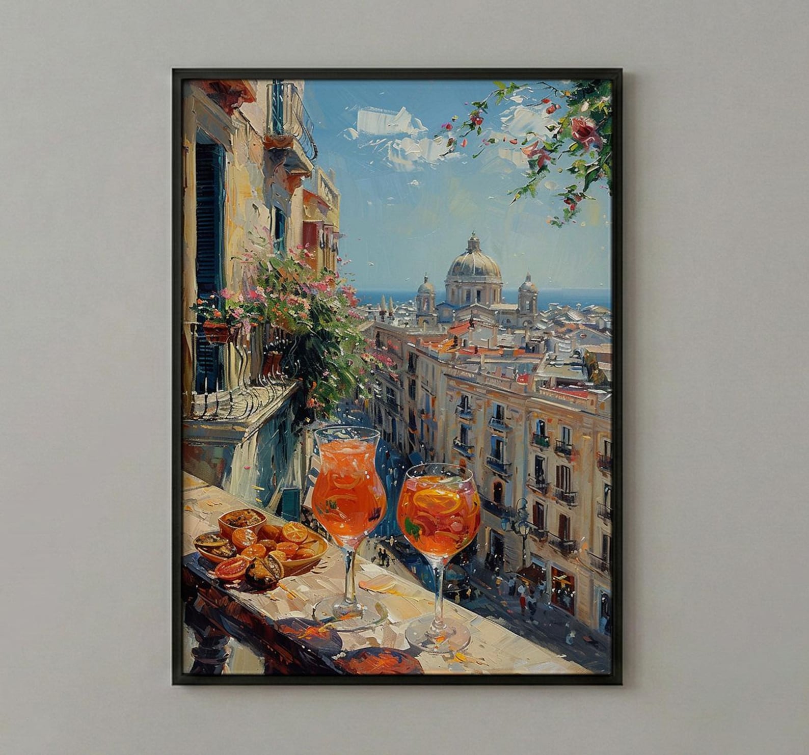 Barcelona Window Art Print, Gaudi Style Decor - Sangria Tapas Landscape — view 2