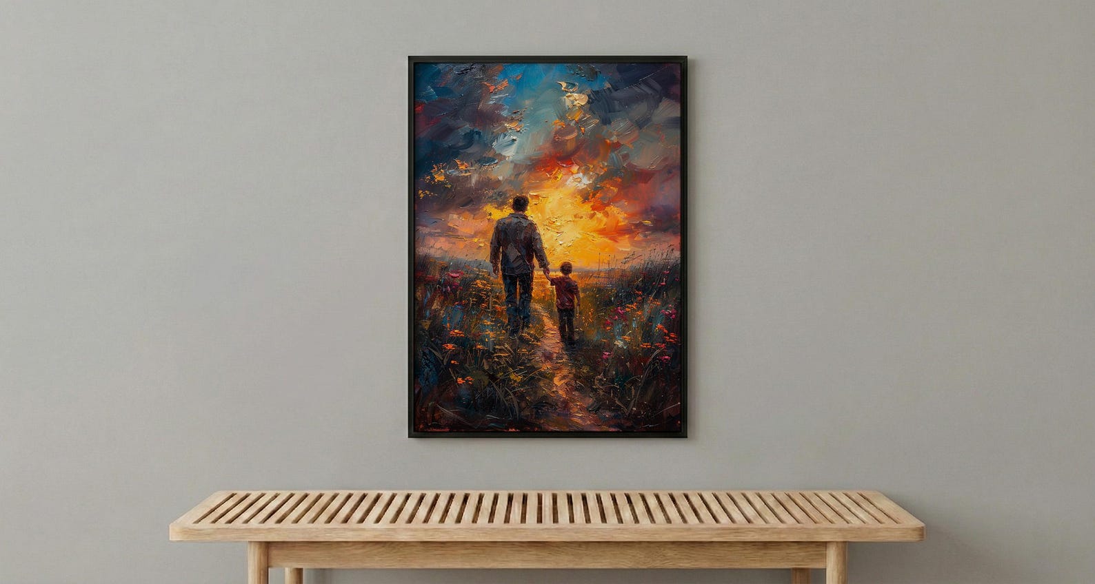Father And Son Wall Art, Walking Together Decor - Sunset Country Print — view 6