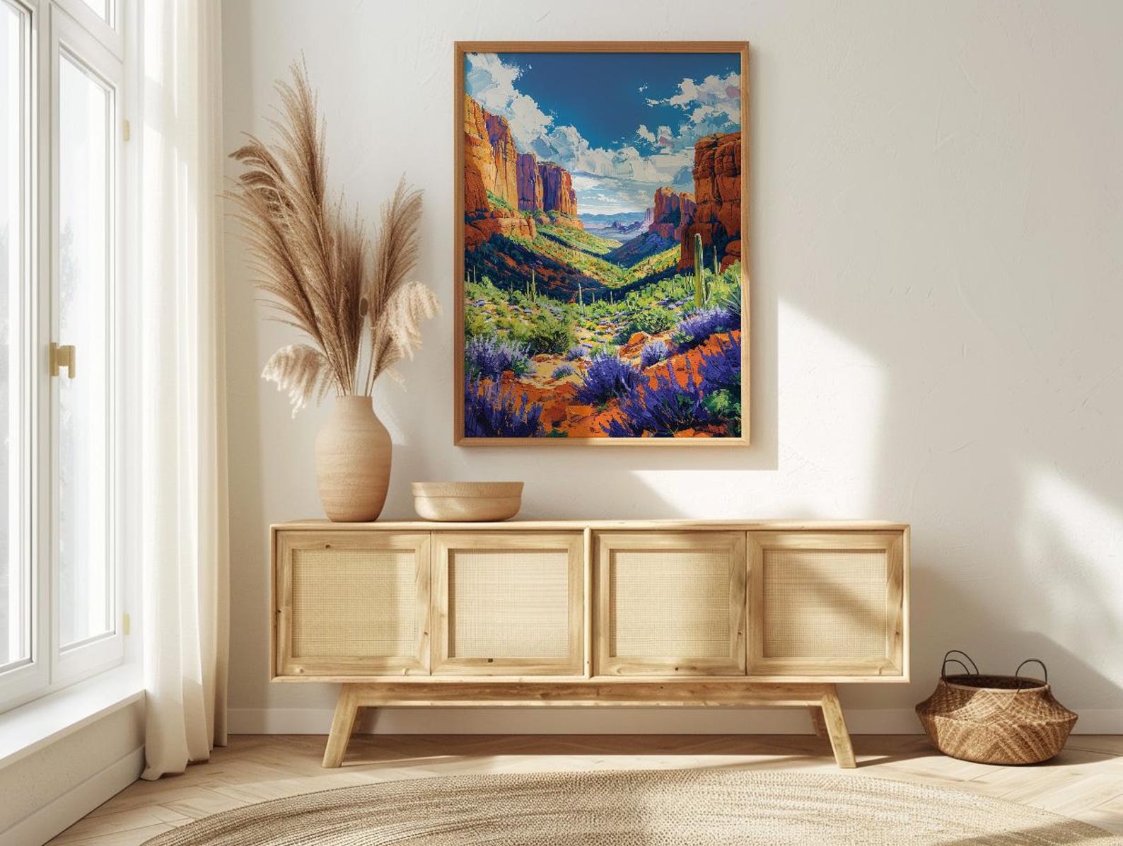Sedona Red Rock Art Print, Arizona Desert Travel Decor - Green Agave Summer Landscape — view 3