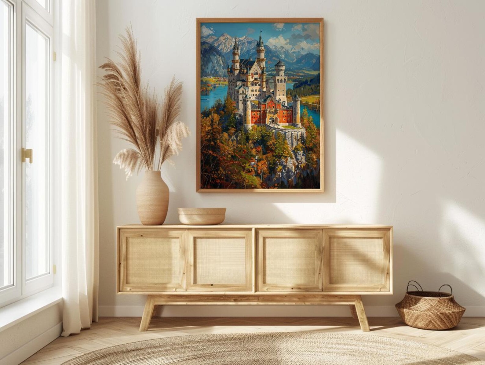 Bavarian Alps Poster, Germany Castle Decor - Neuschwanstein Art — view 4