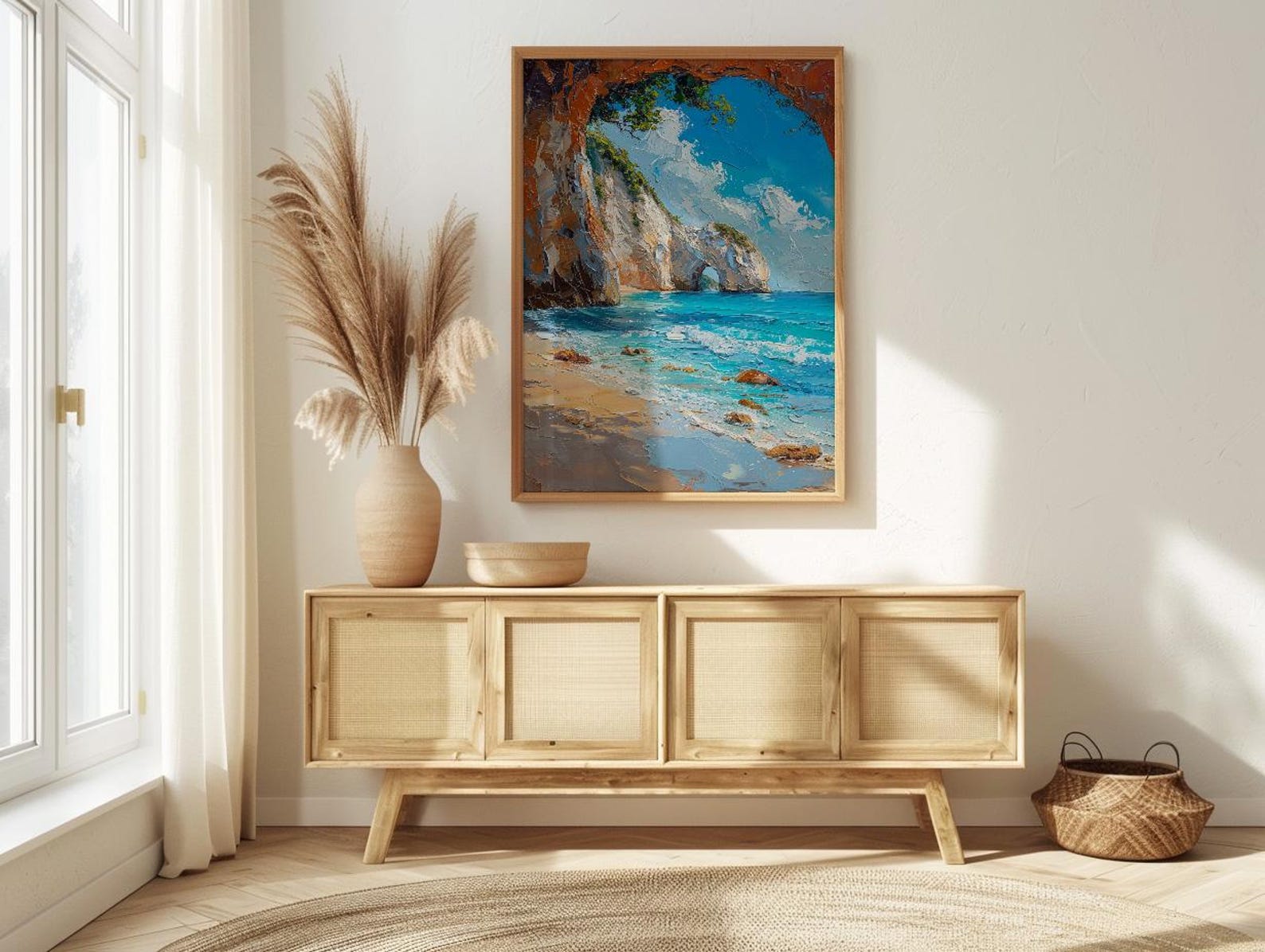 Cathedral Cove Arch Art Print, New Zealand Home Decor - Sunny Coast Beach Summer Holiday — view 4