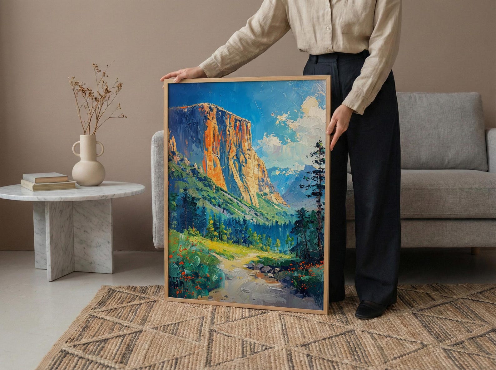 Yosemite National Park Art Print, Majestic El Capitan Nature Decor - Green Summer Valley — view 5