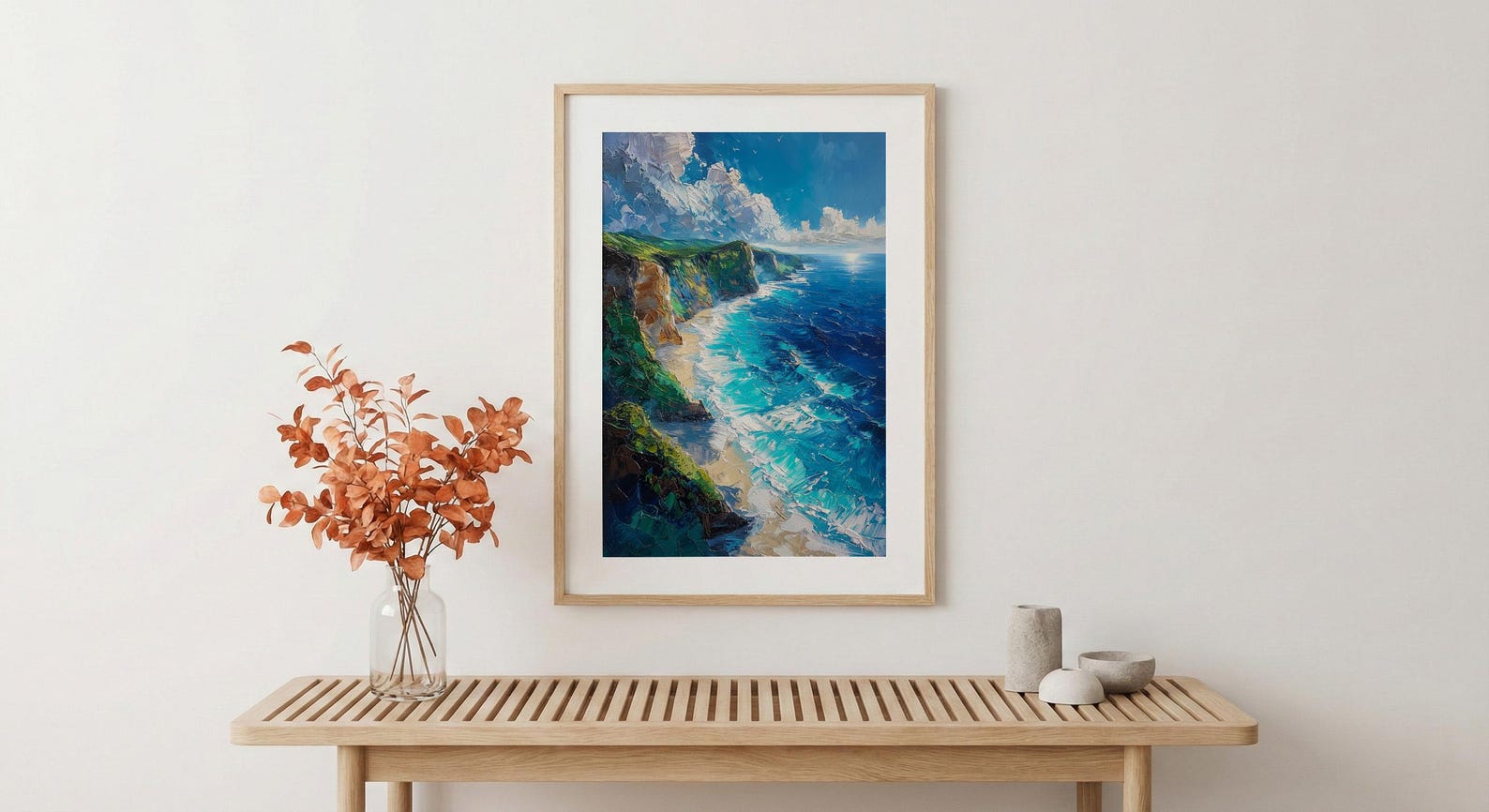 Nusa Penida Poster, Dinosaur Cliff Decor - Deep Blue Ocean Art — view 5