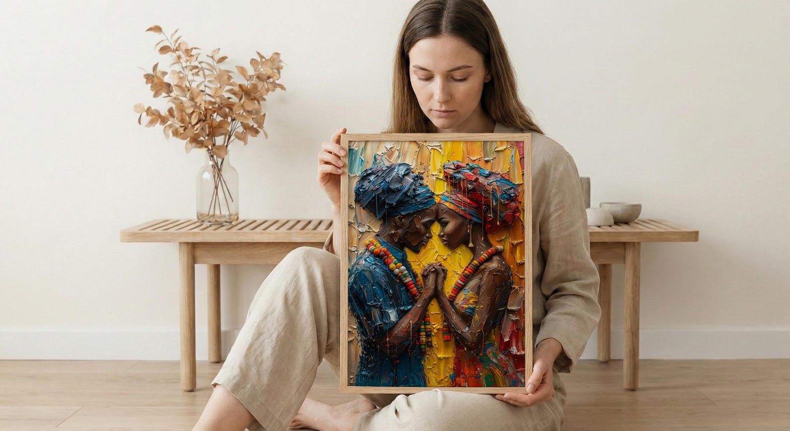 African Bride and Groom, Black Love Wall Art - Anniversary Gift — view 6