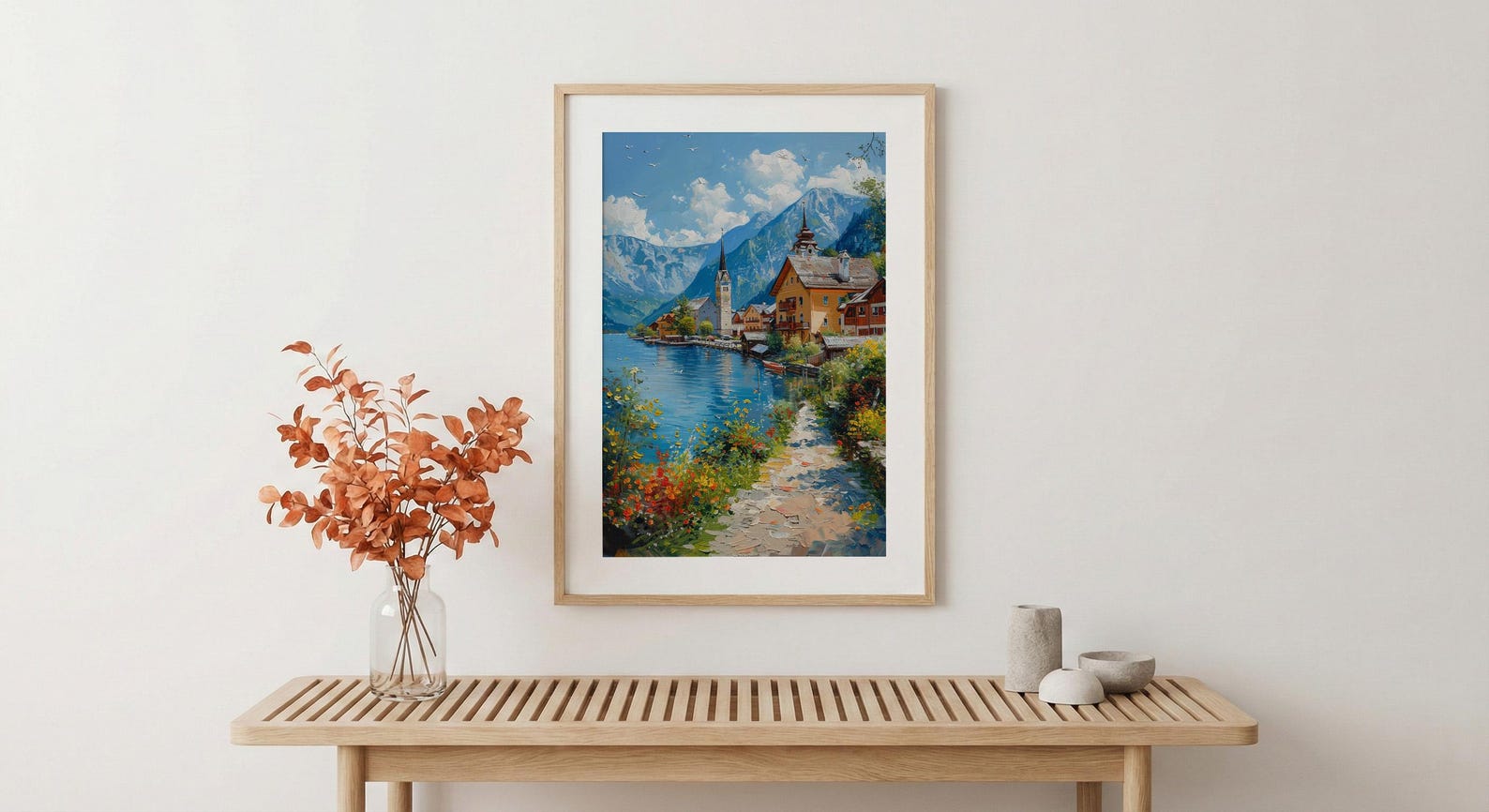 Hallstatt Village Wall Art, Austria Nature Decor - Alpine Lake Print — view 5