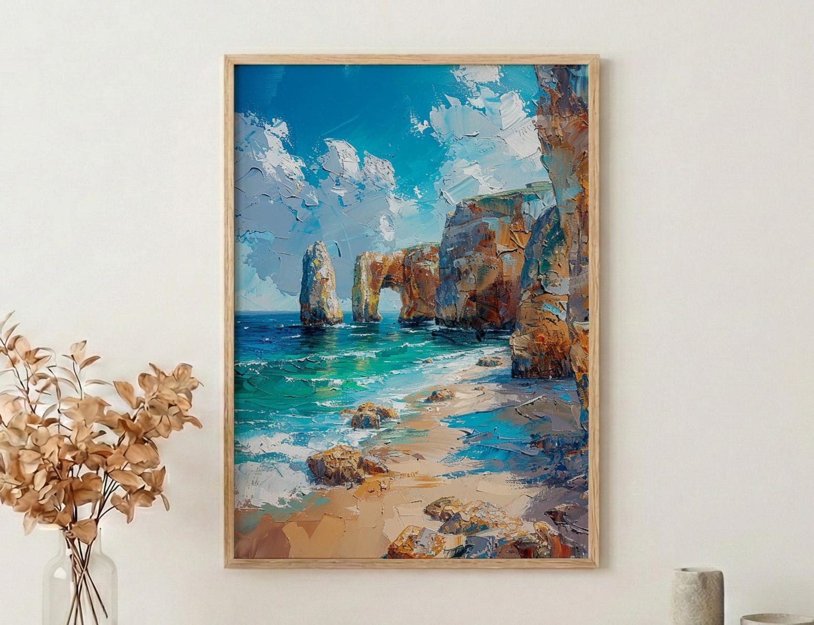 Algarve Portugal Poster, Ocean Cliff Decor - Turquoise Sea Art — view 3