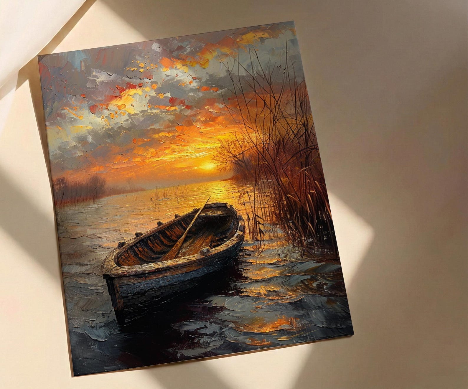 Hudson River Wall Art, Colonial Boat Decor - Misty Historical Landscape — view 2