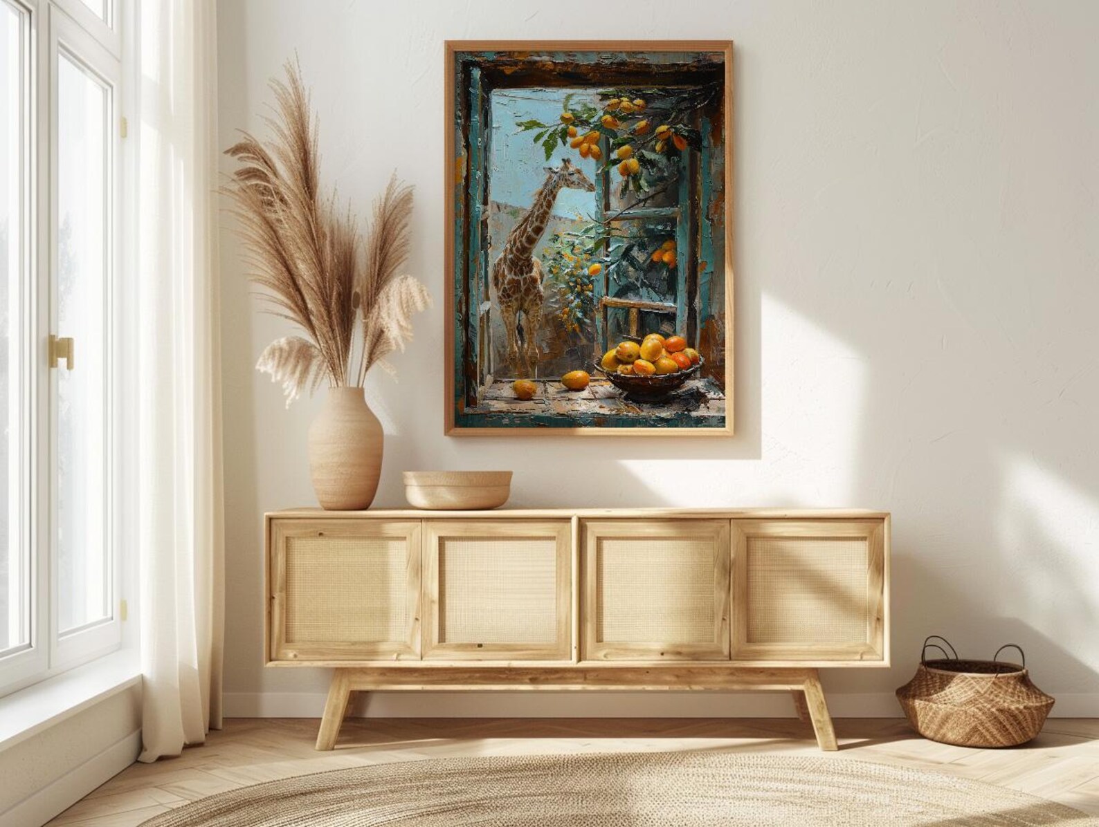 Textured Kenya Giraffe Window - Safari Art Print — view 4
