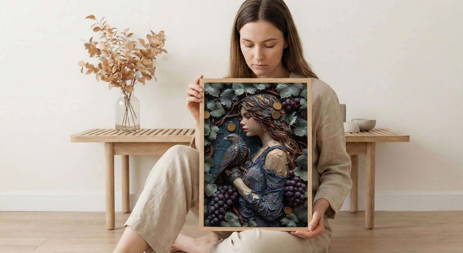Nine Of Pentacles Print, Independent Woman Wall Art, Mothers Day Gift From Son, Museum Quality Decor, Shipped Wall Art — view 6