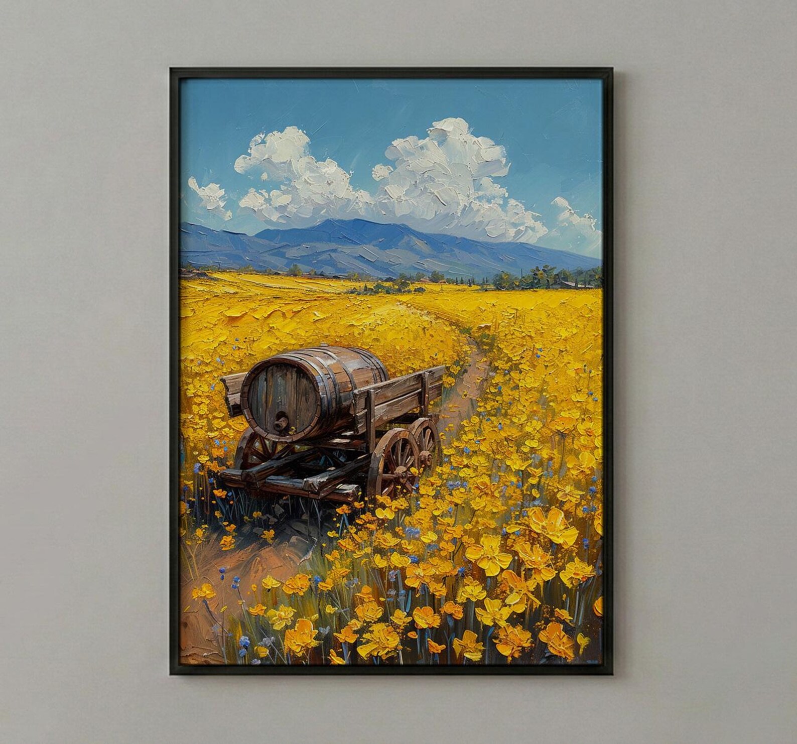 Napa Valley Art Print, Rustic Vineyard Decor - Spring Mustard Art
