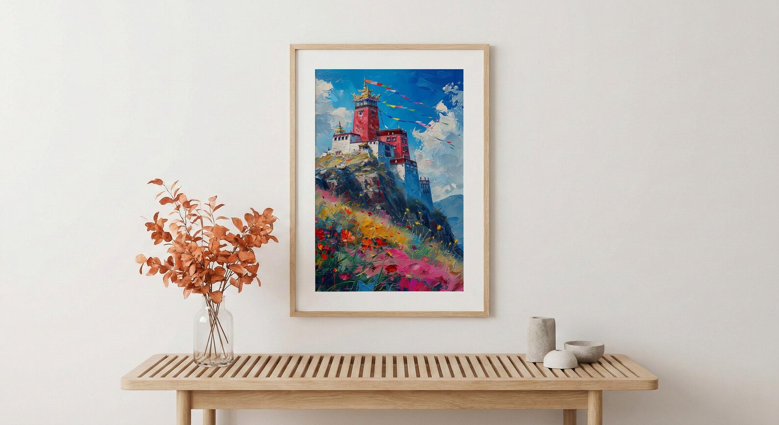 Potala Palace Art, Tibet Mountain Decor - Colorful Flag Print — view 5