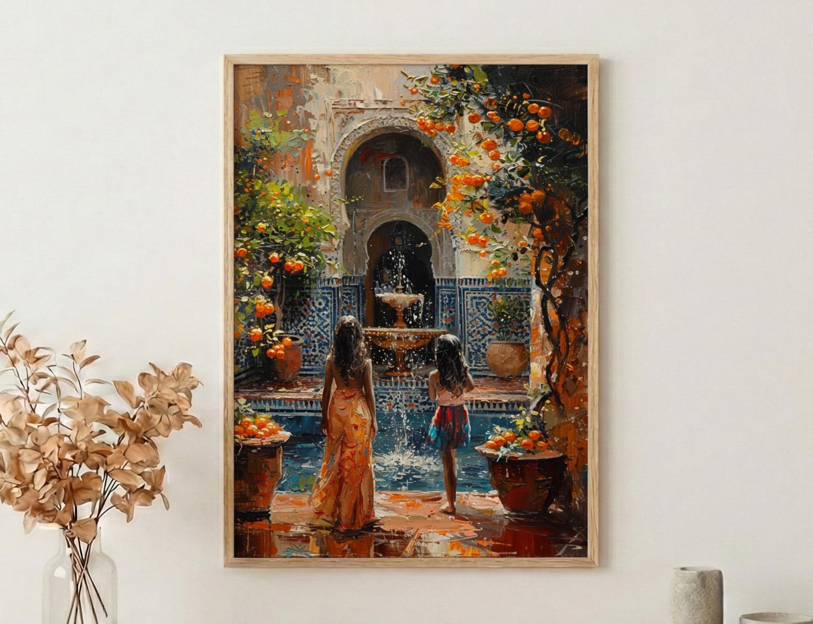 Marrakech Morocco Art Print, Mothers Day Gift From Daughter, Riad Courtyard Wall Art, Mother Daughter Poster, African Decor