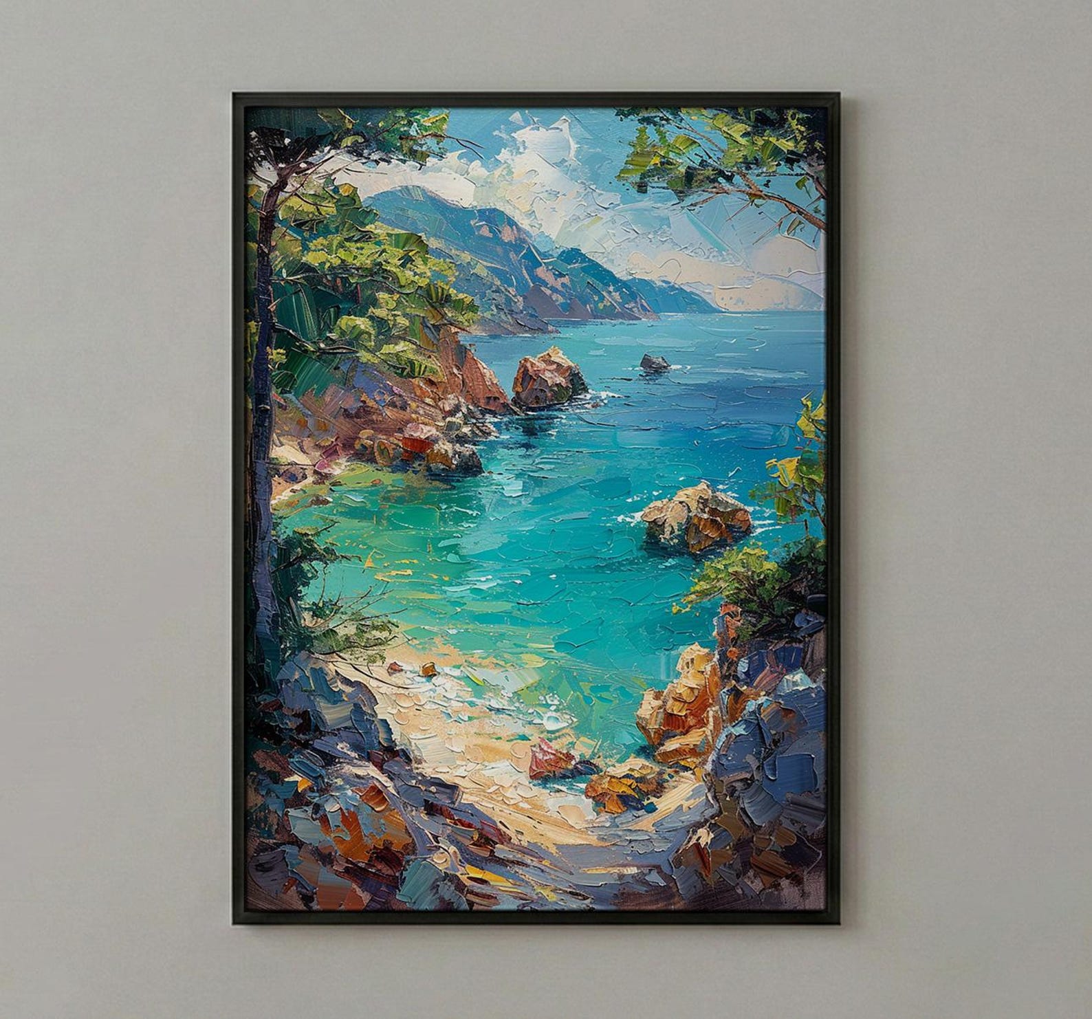 Mallorca Spain Art, Emerald Ocean Decor - Hidden Cove Print — view 3